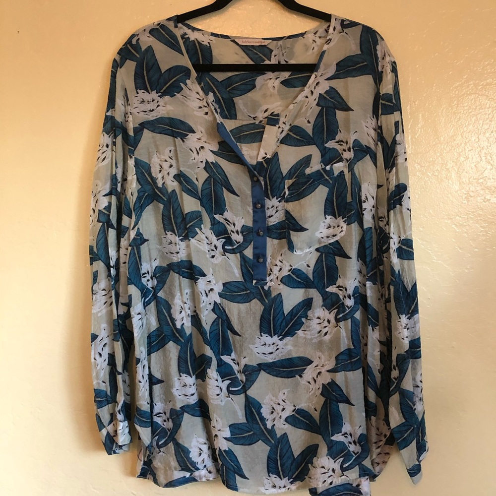 Soft Surroundings Silk Blouse Floral Women’s sz 2X